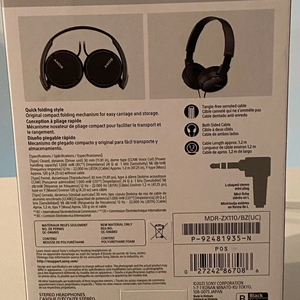 Sony On-Ear Black Headphones Great Gift New in Box